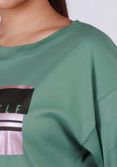 Ladies Drop Shoulder T Shirt -  Green