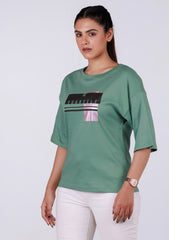 Ladies Drop Shoulder T Shirt -  Green