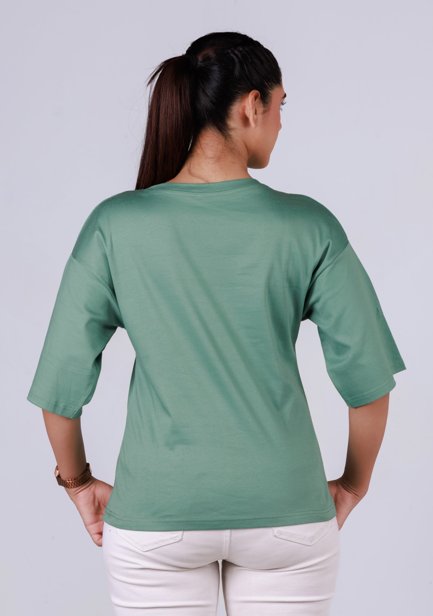 Ladies Drop Shoulder T Shirt -  Green