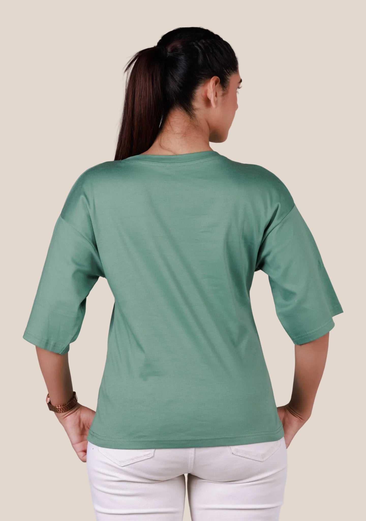 Ladies Drop Shoulder T Shirt -  Green