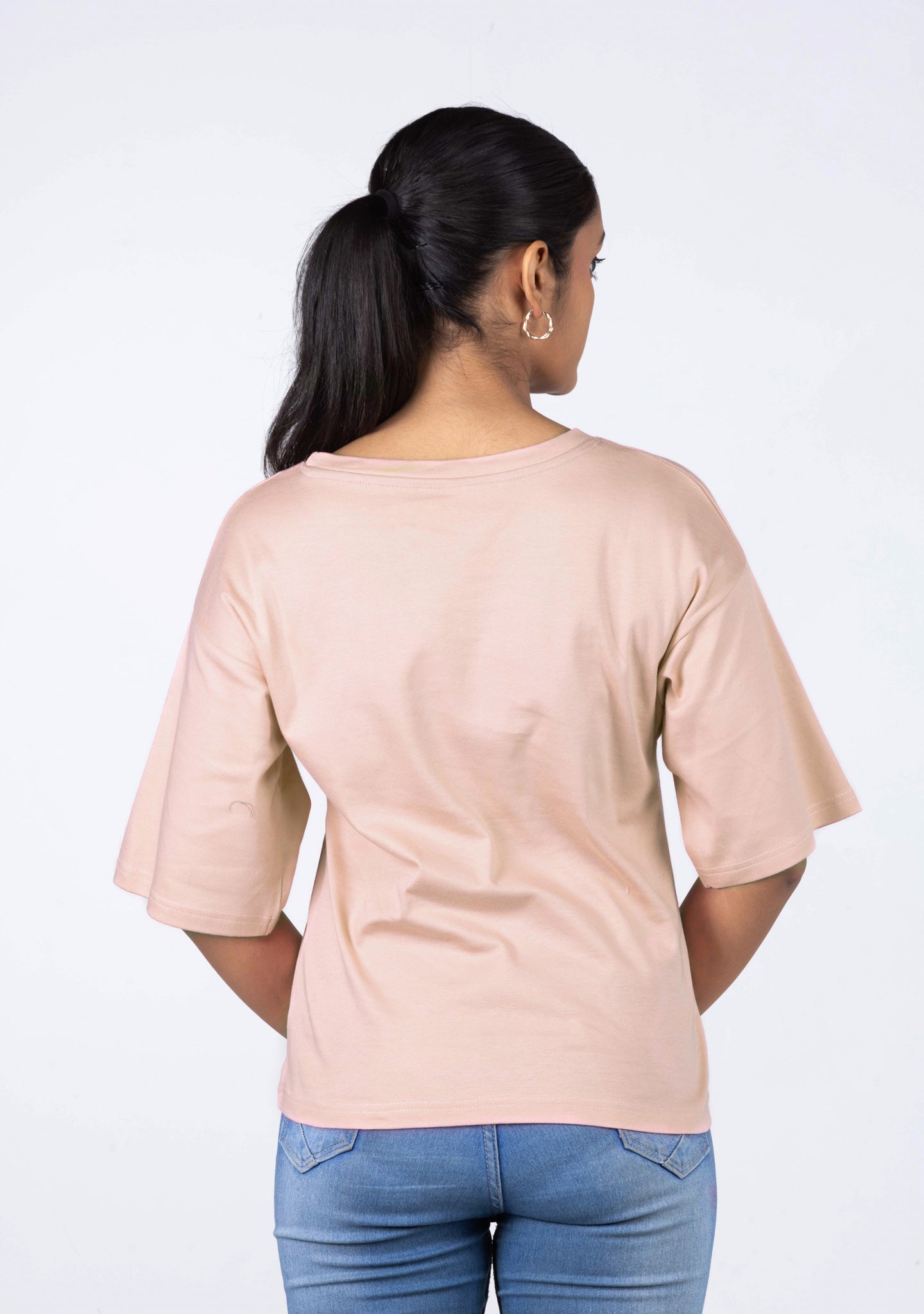 Ladies Drop Shoulder T Shirt - Rose Gold