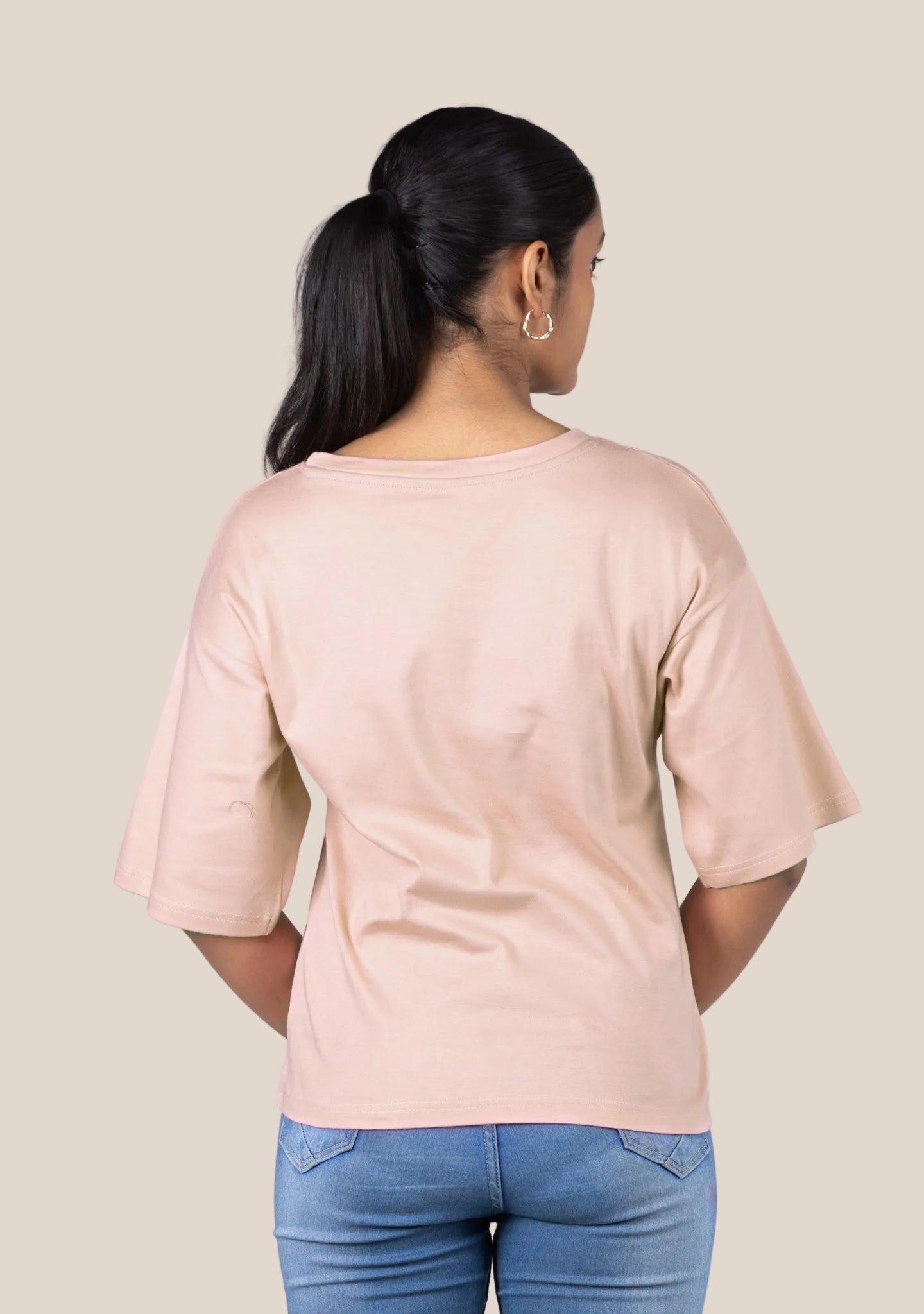 Ladies Drop Shoulder T Shirt - Rose Gold