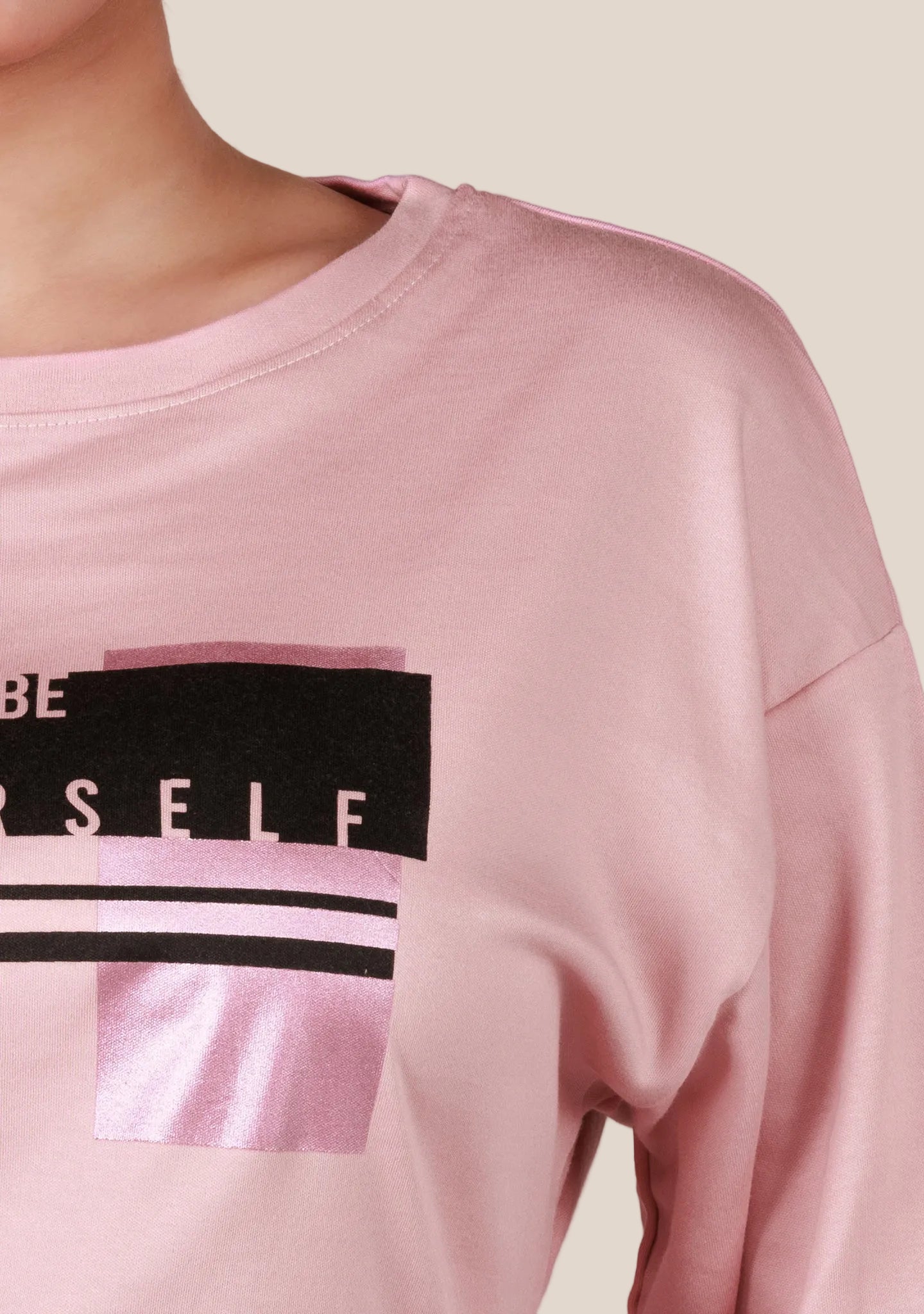 Ladies Drop Shoulder T Shirt - Pink