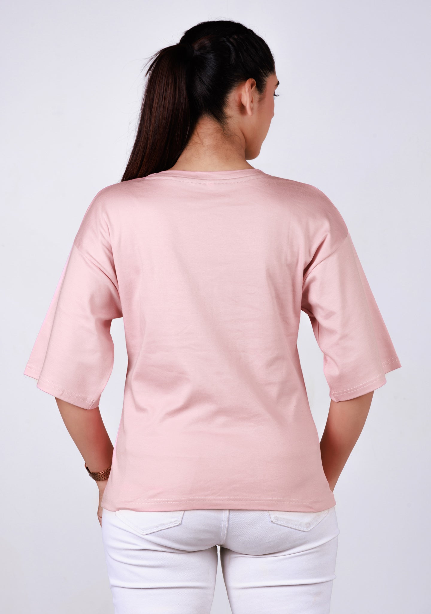Ladies Drop Shoulder T Shirt - Pink
