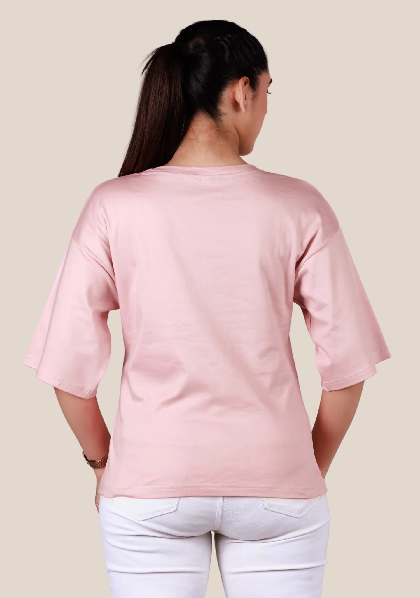 Ladies Drop Shoulder T Shirt - Pink