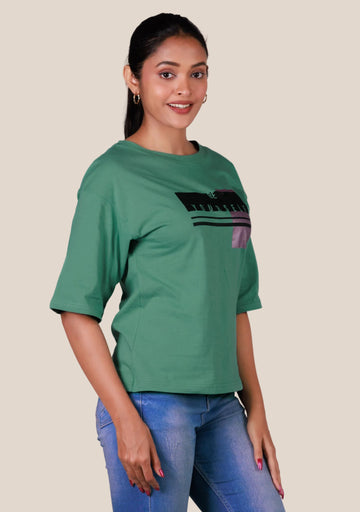 Ladies Drop Shoulder T Shirt - Green