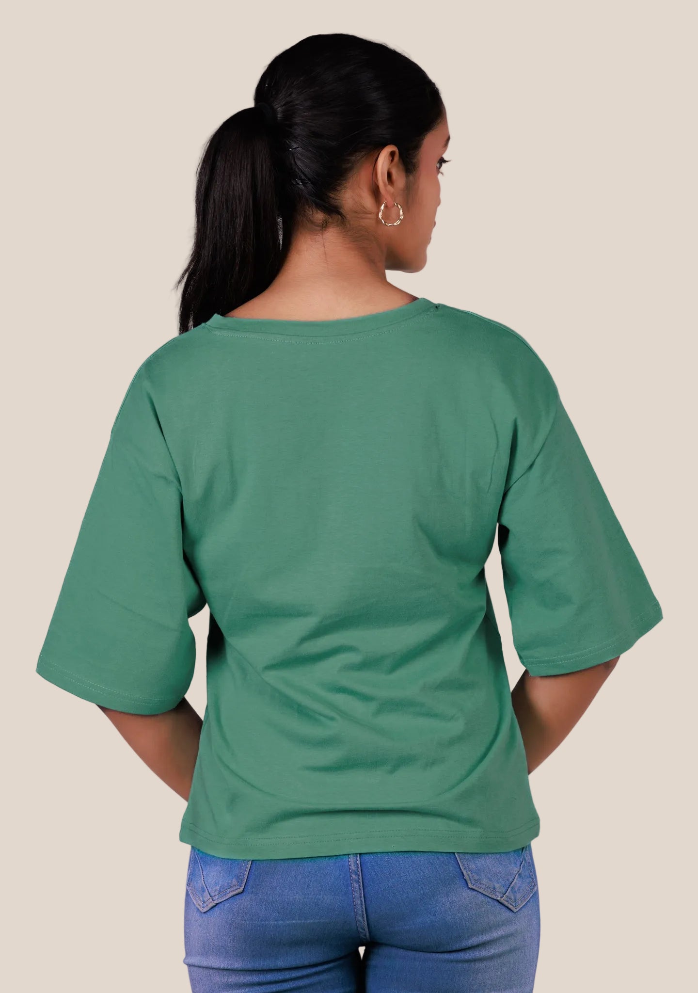 Ladies Drop Shoulder T Shirt - Green