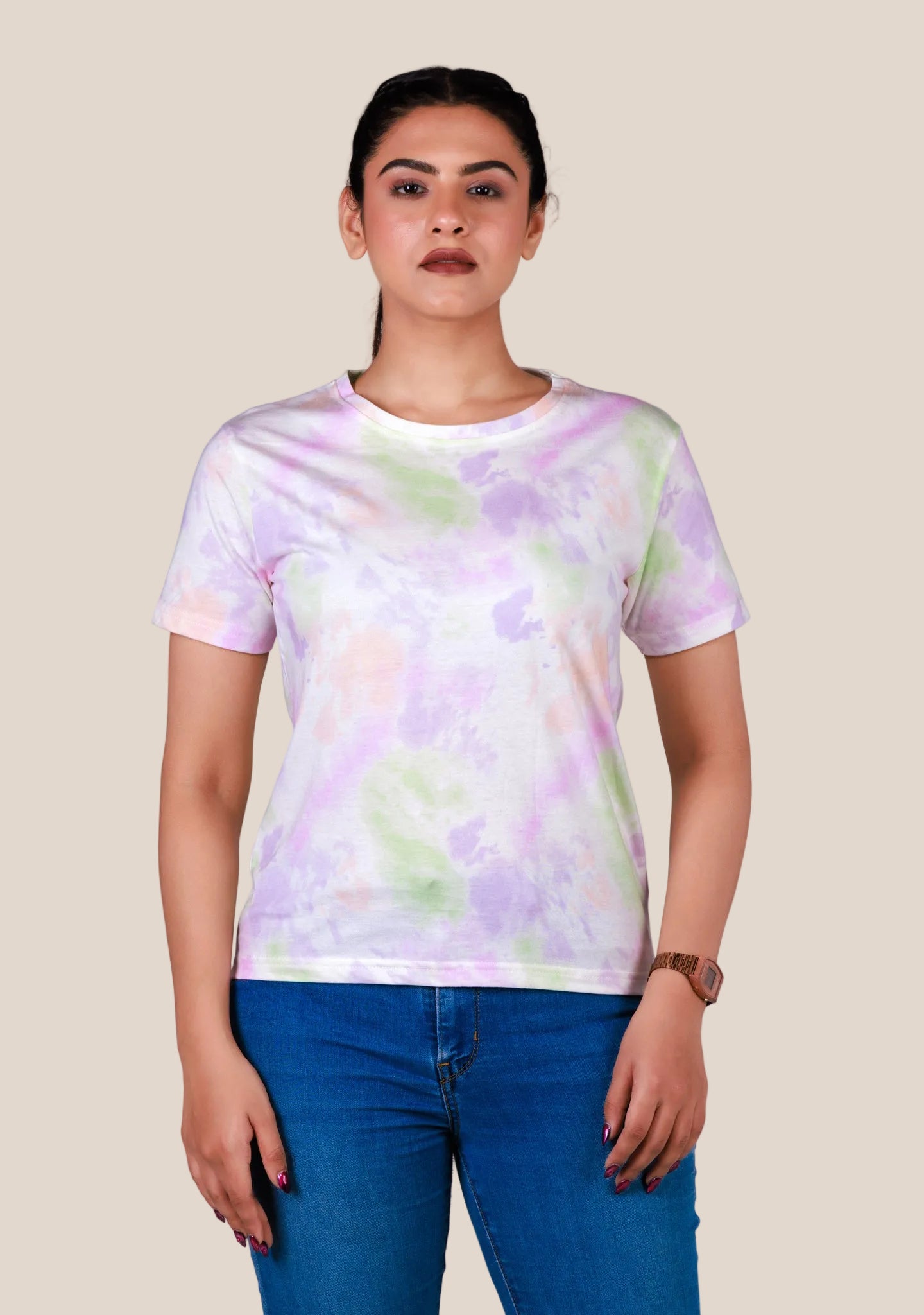 Short-Length T-Shirt - Multi Colour Tie Dye