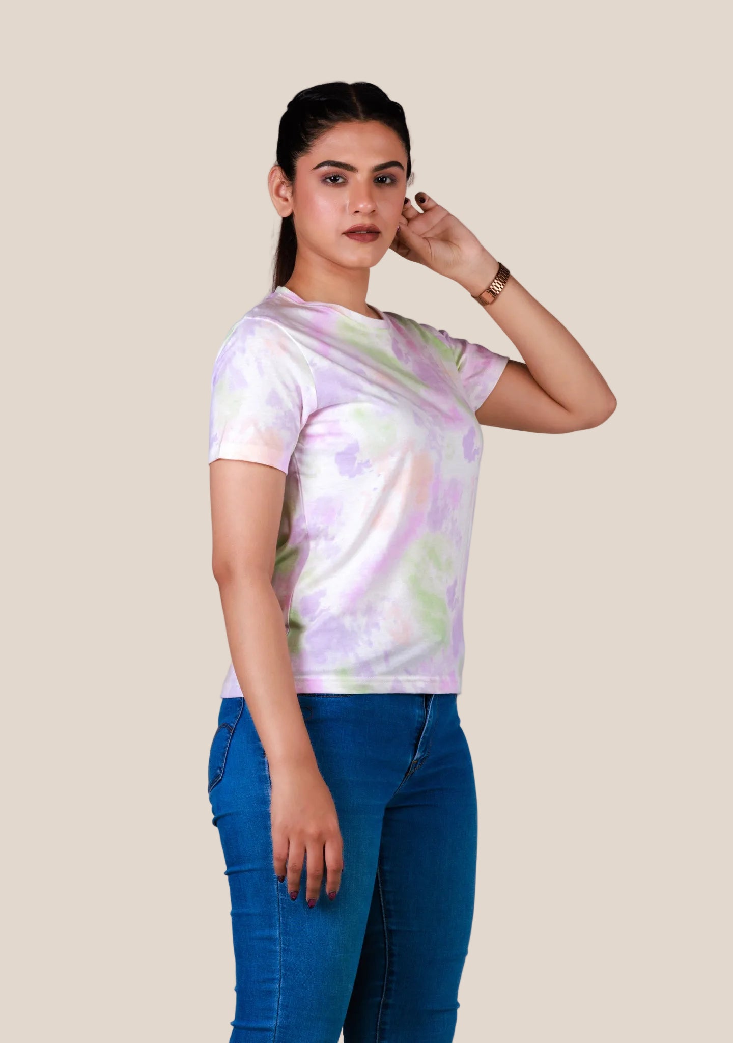 Short-Length T-Shirt - Multi Colour Tie Dye