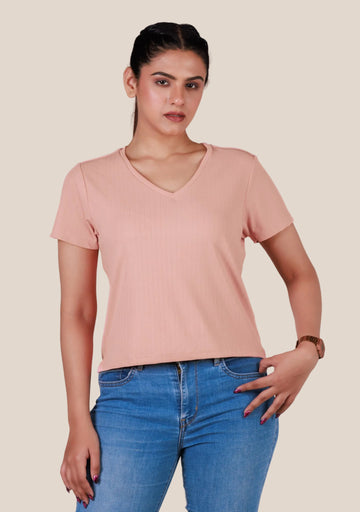 Ladies Crop V-Neck T-Shirt