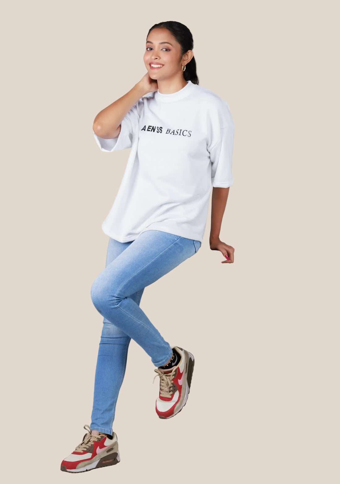 Ladies Over Size T-Shirt- White