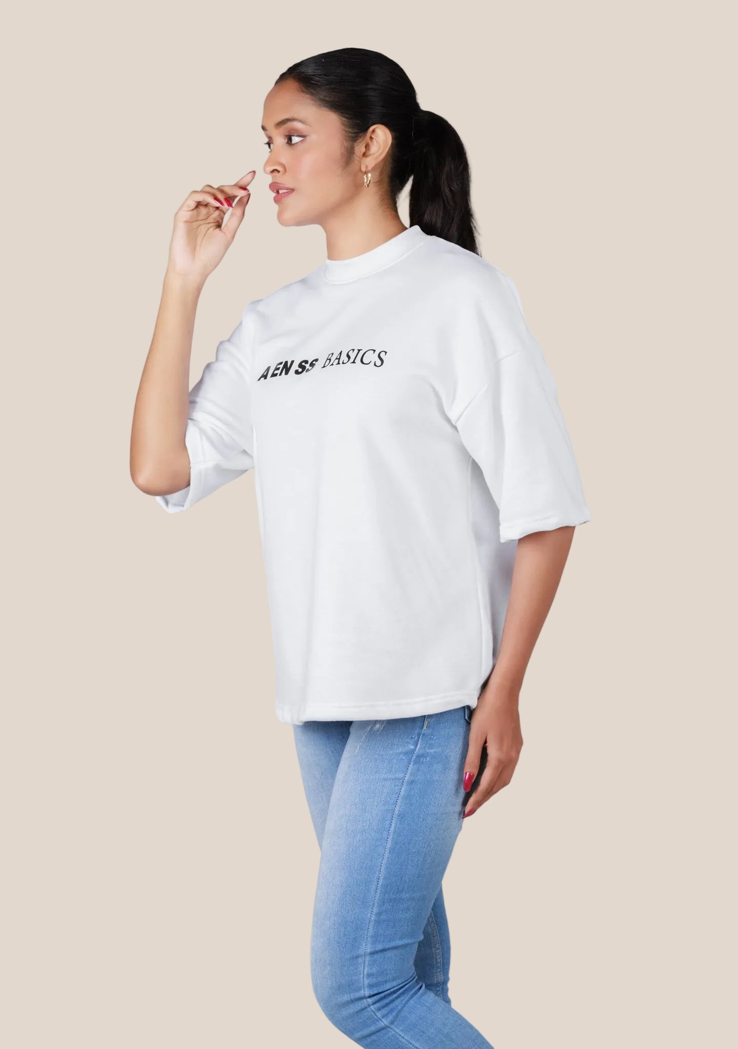 Ladies Over Size T-Shirt- White