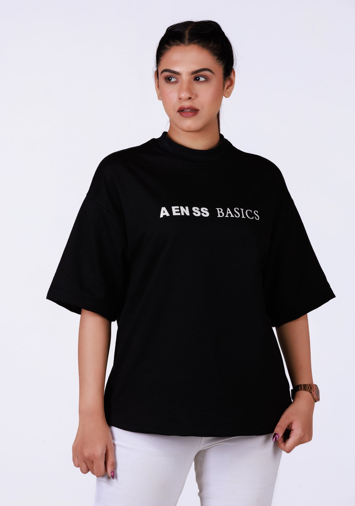 Ladies Over Size T-Shirt- Black