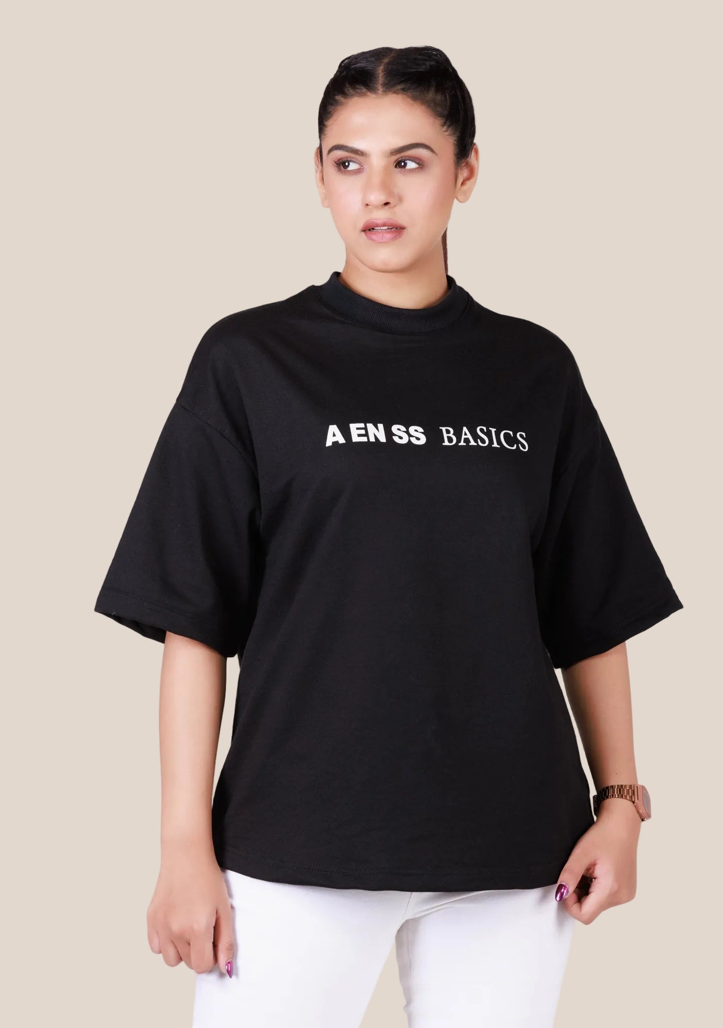 Ladies Over Size T-Shirt- Black