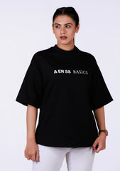 Ladies Over Size T-Shirt- Black