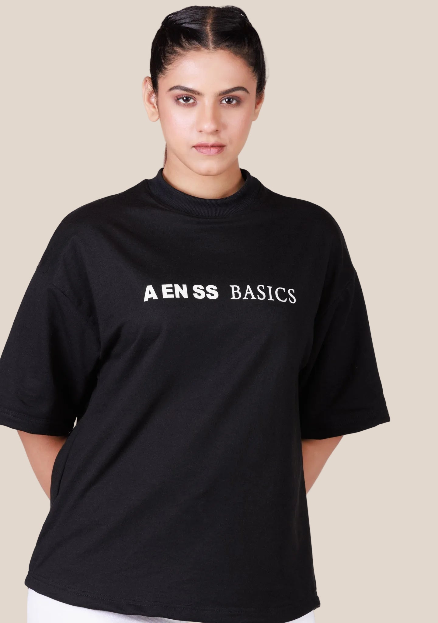 Ladies Over Size T-Shirt- Black